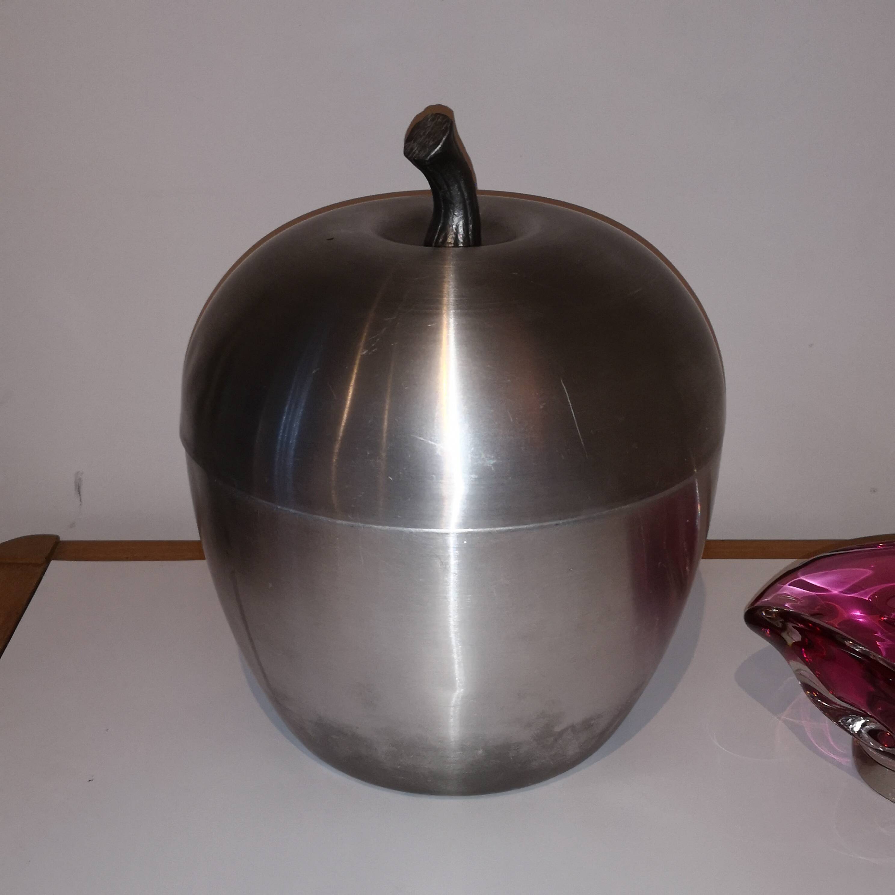 Vintage ice bucket made in Italy in phytomorphic aluminum apple shape