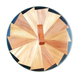 Cheese platter wood marquetry straw 70s