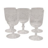 5 old glass glasses engraved glass