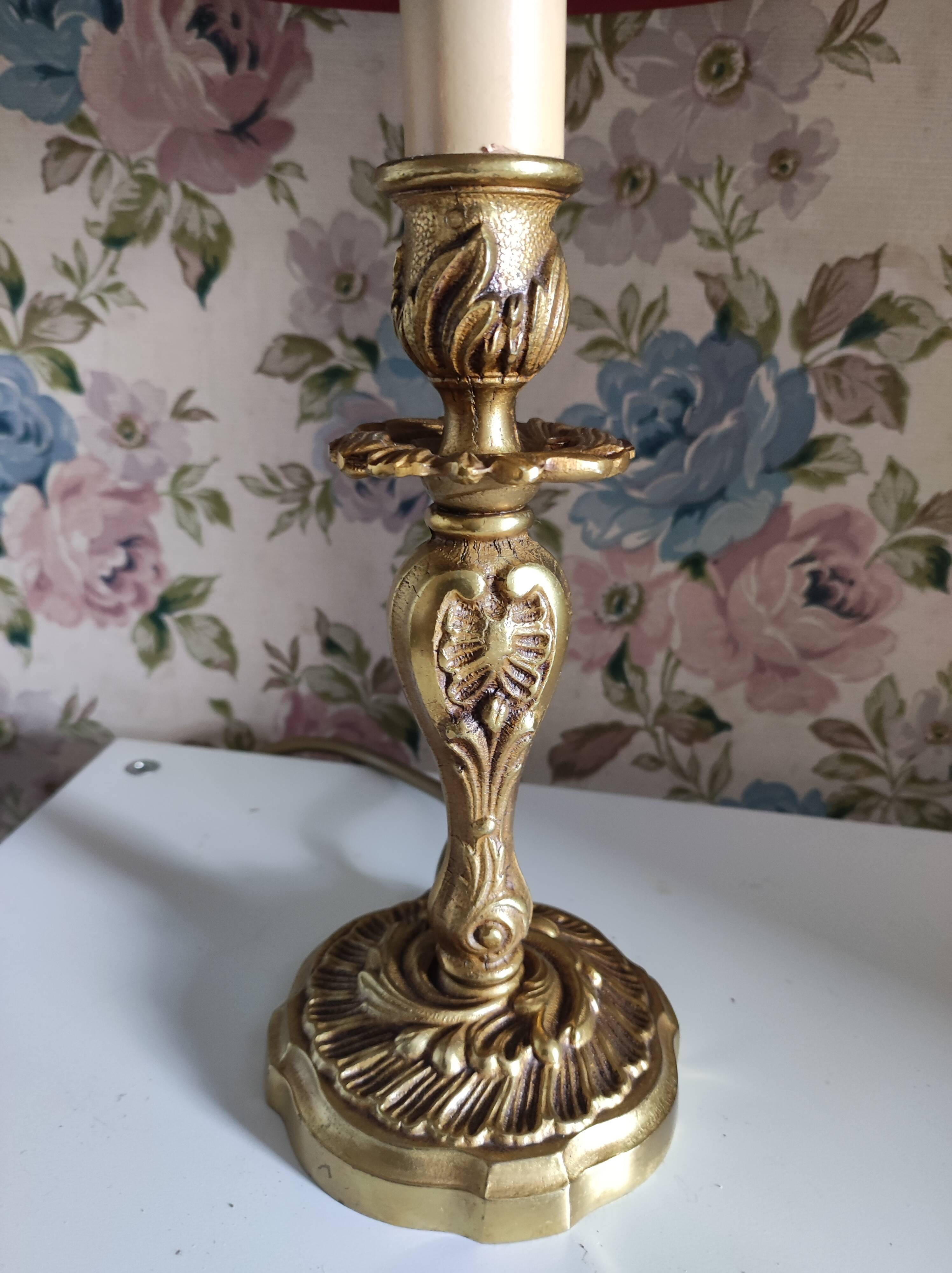 Candle holder lamp foot bronze chiseled rockery