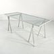 Glass and metal trestle desk by Rodney Kinsman for Bieffeplast, 80