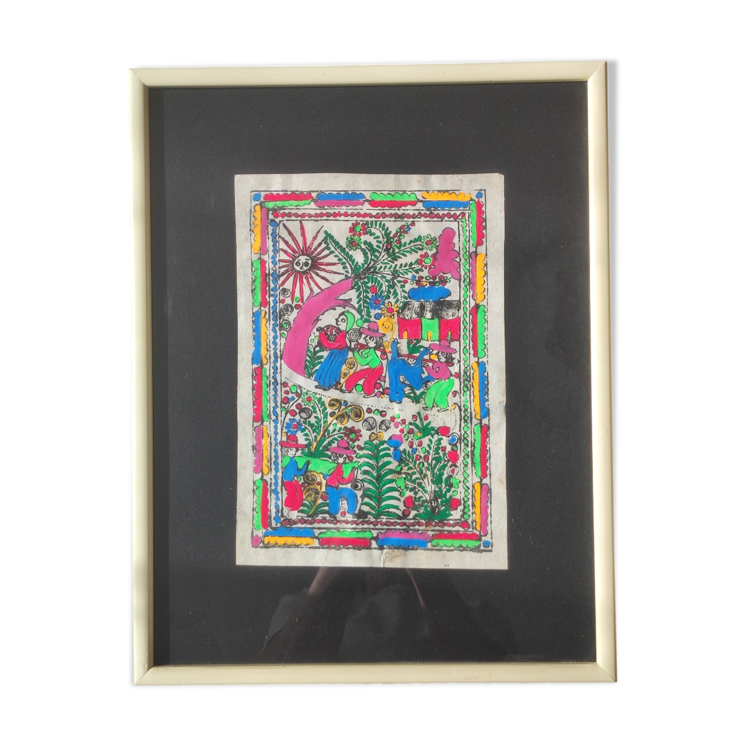 Mexican painting on amate paper