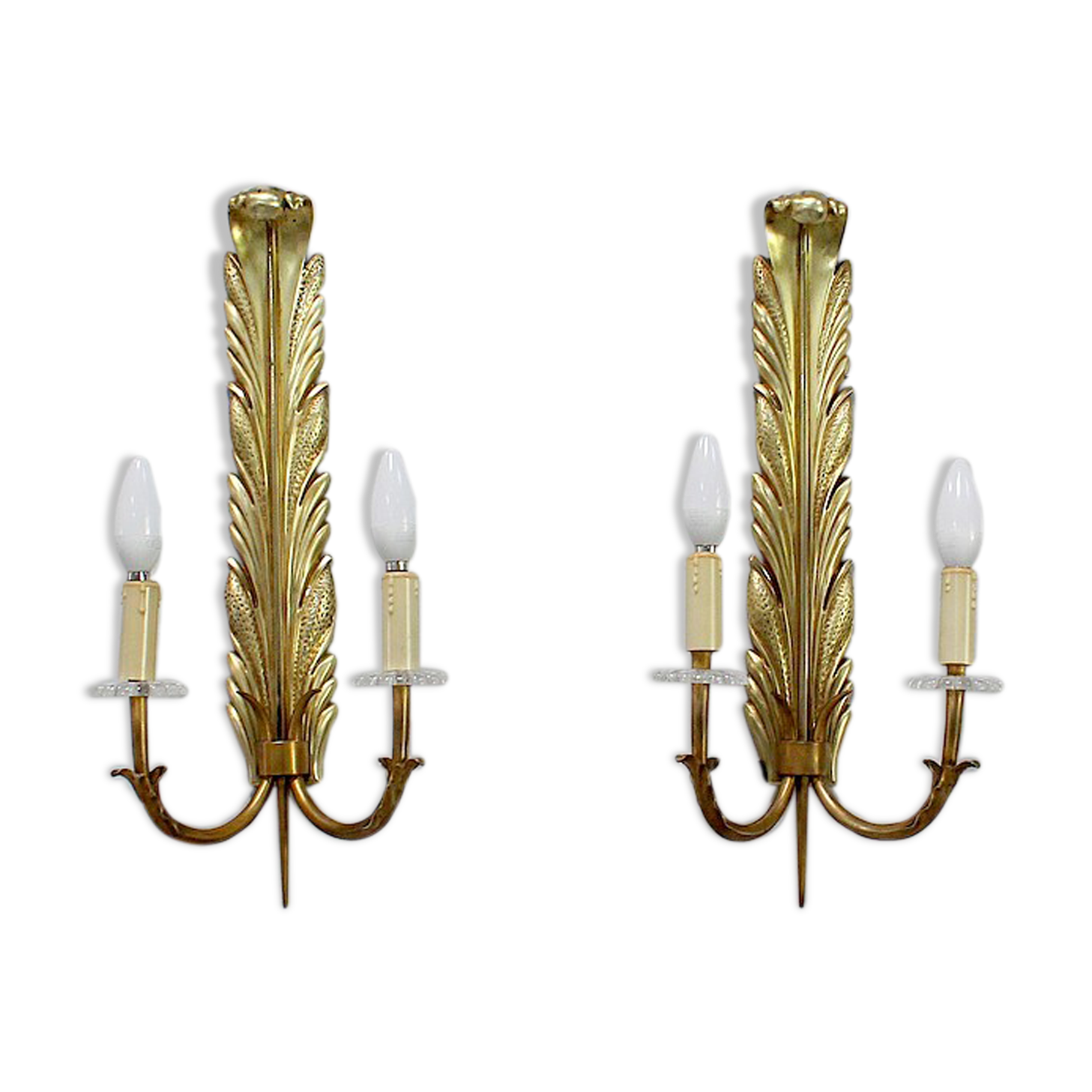Pair of golden bronze appliques - 1950