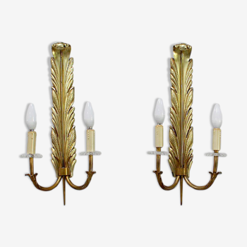 Pair of golden bronze appliques - 1950