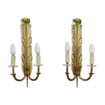 Pair of golden bronze appliques - 1950