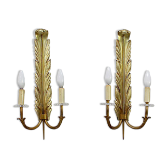 Pair of golden bronze appliques - 1950