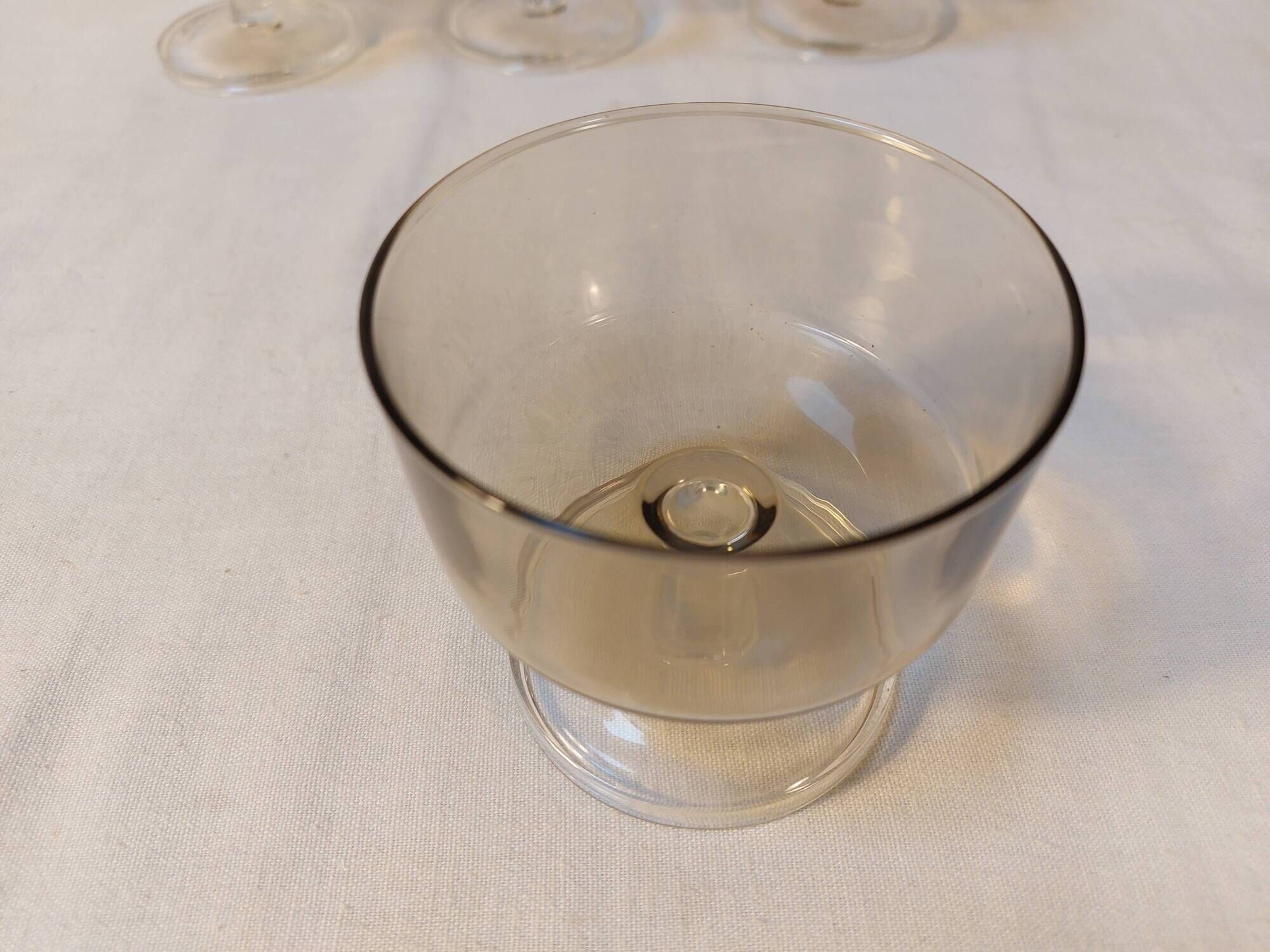 Set of 6 vintage Luminarc champagne glasses, Sweden model, smoked glass
