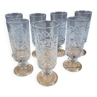 7 vintage glass flutes