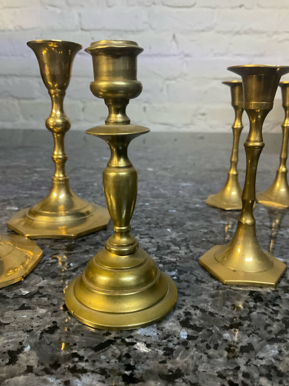 Set of 6 vintage bronze candlesticks