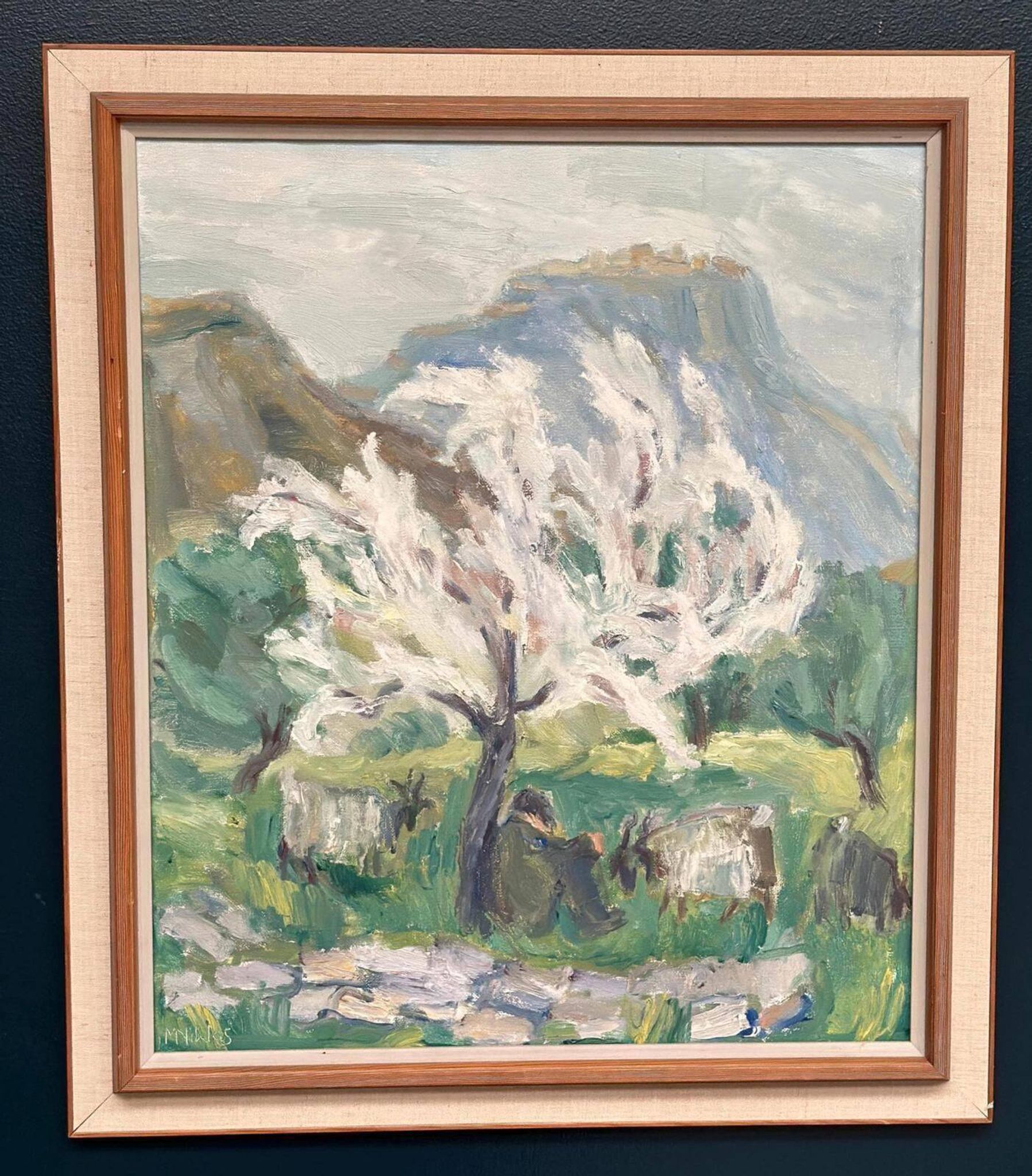 Original Swedish Oil On Canvas – “Shepherd” By May Nicklasson