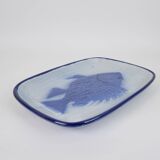 Large St Clément dish with blue fish decoration