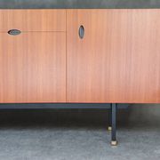 Minimalist mahogany veneer row by Paul Geoffroy 1960s