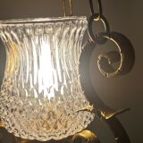 Ceiling lamp wrought iron and glass Spain, 1970s