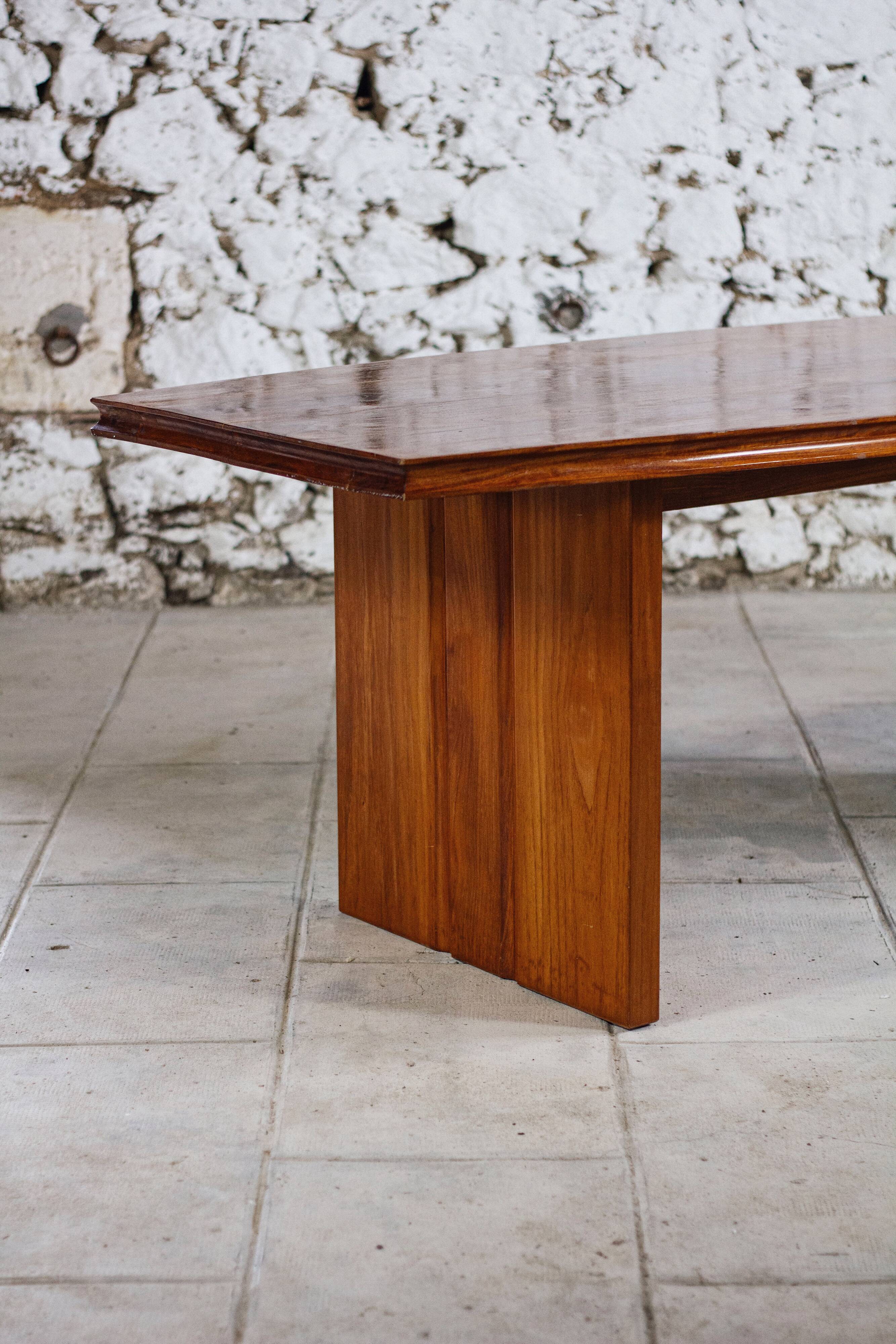 Large table in solid elm, 1970.
