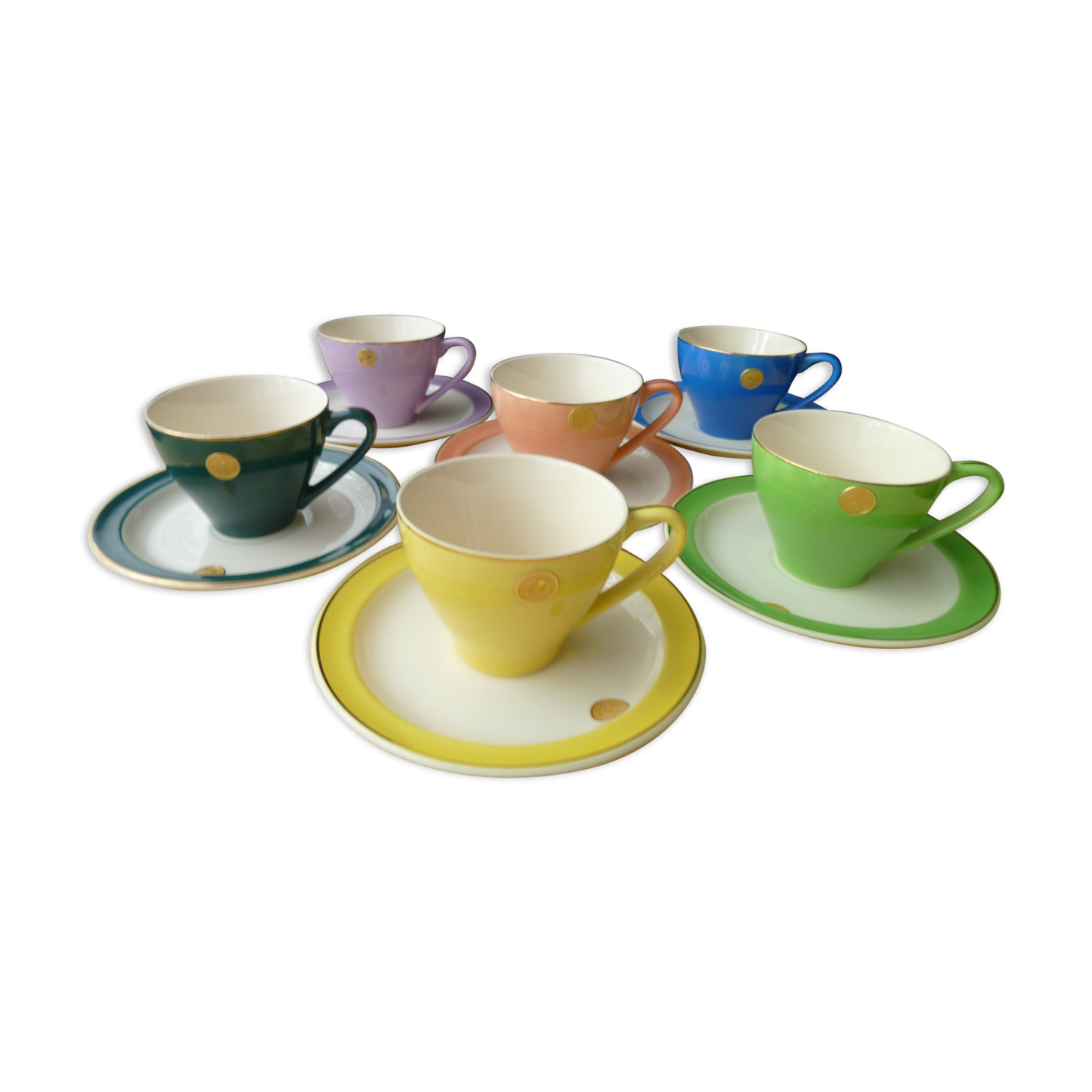 Set of 6 vintage coffee cups in faïence Romanian manufacturing