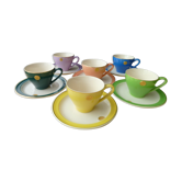 Set of 6 vintage coffee cups in faïence Romanian manufacturing