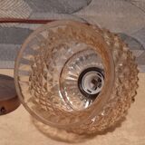 Pendant lamp, glass tulip luminaire, diamond tip, circa 1950's