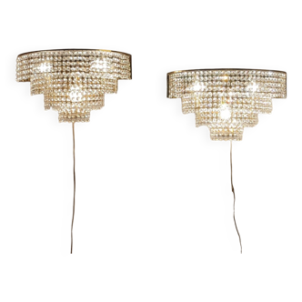 Crystal wall lamp France 1970s