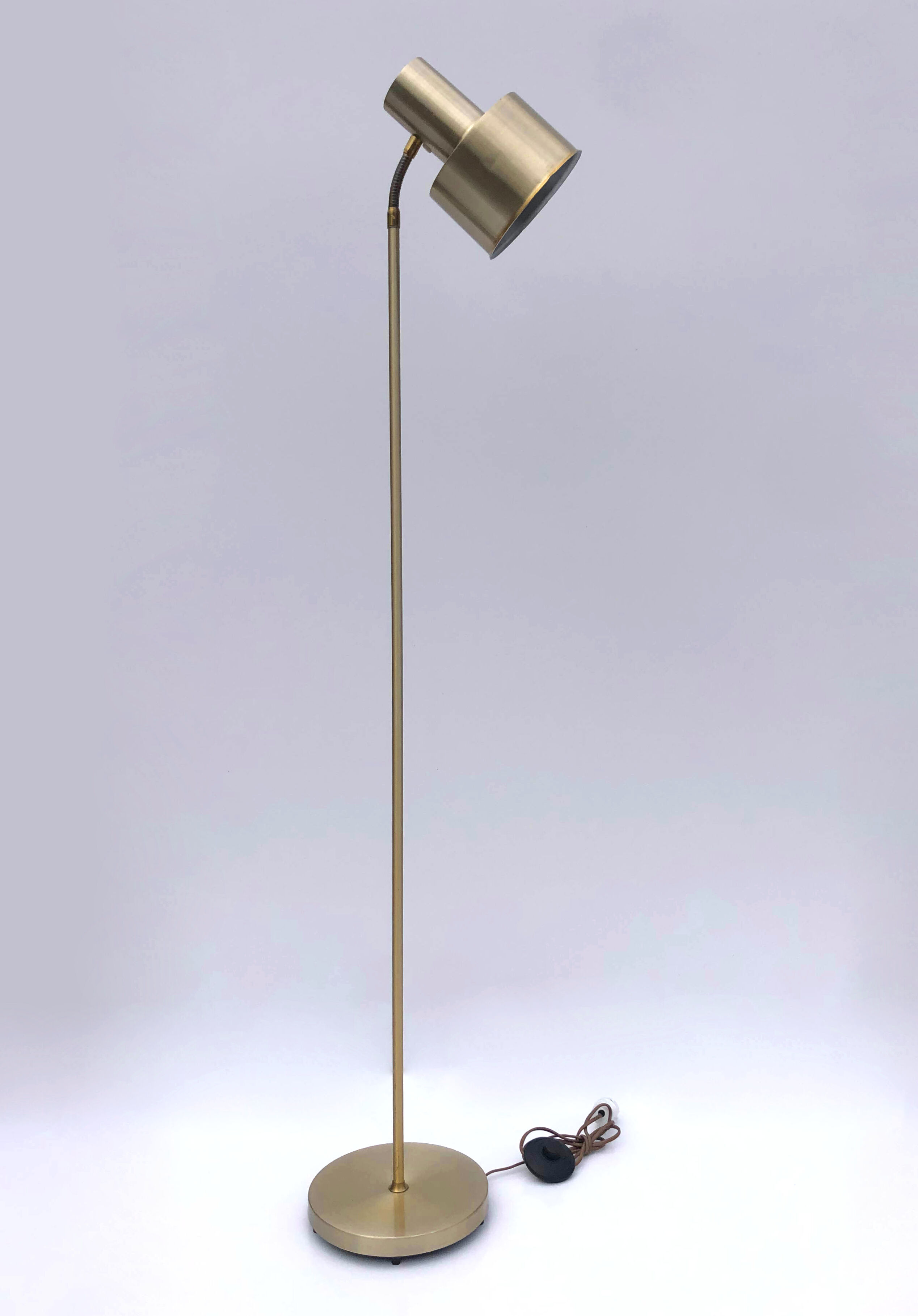 Vintage 20th Century Brass Spotlight Floor Lamp By NAFA, European Plug, 1960's