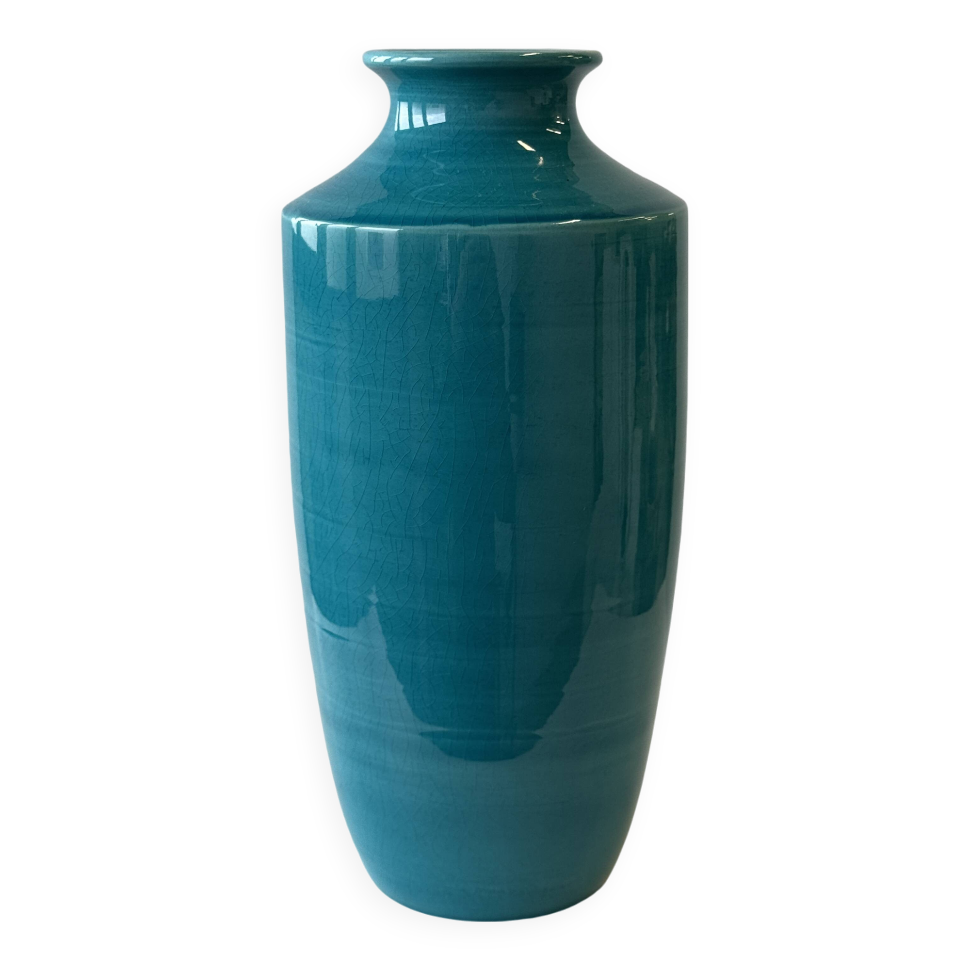 Turquoise blue vase H25.5