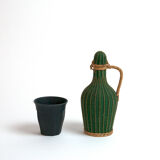 Bottle green scoubidou and rattan natural 60 years