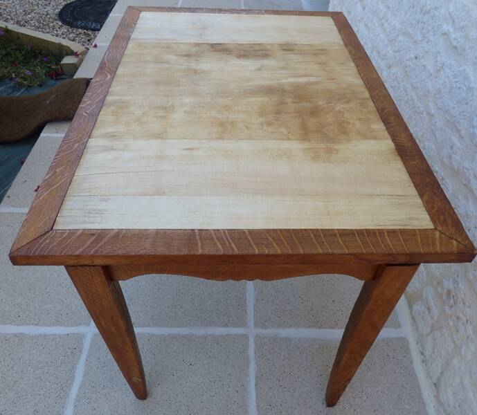 Italian wooden table with 2 extensions from 90 cm to 150 cm, completely restored