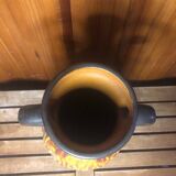 Old Vase With Handles ST CLÉMENT France Ceramic Brown & Orange Vintage #A412