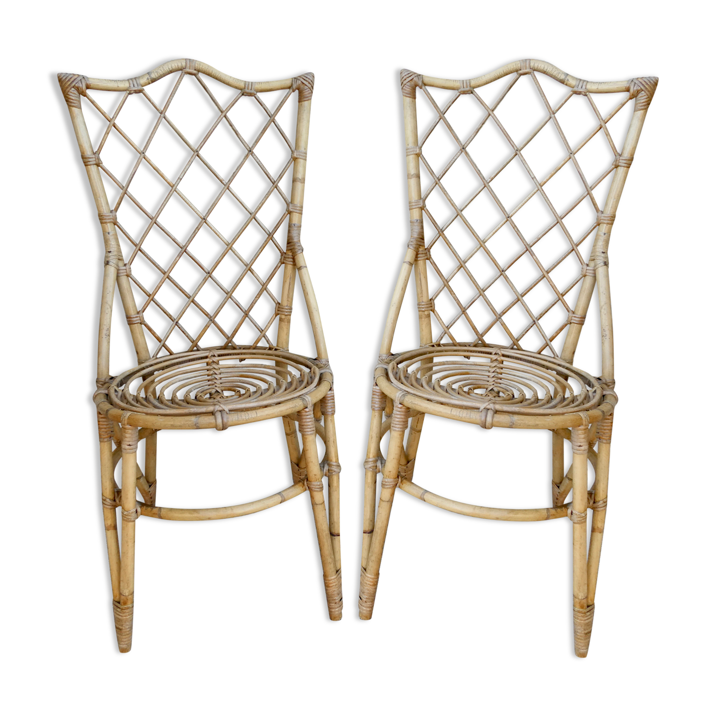 Paire de chaises en rotin Louis Sognot