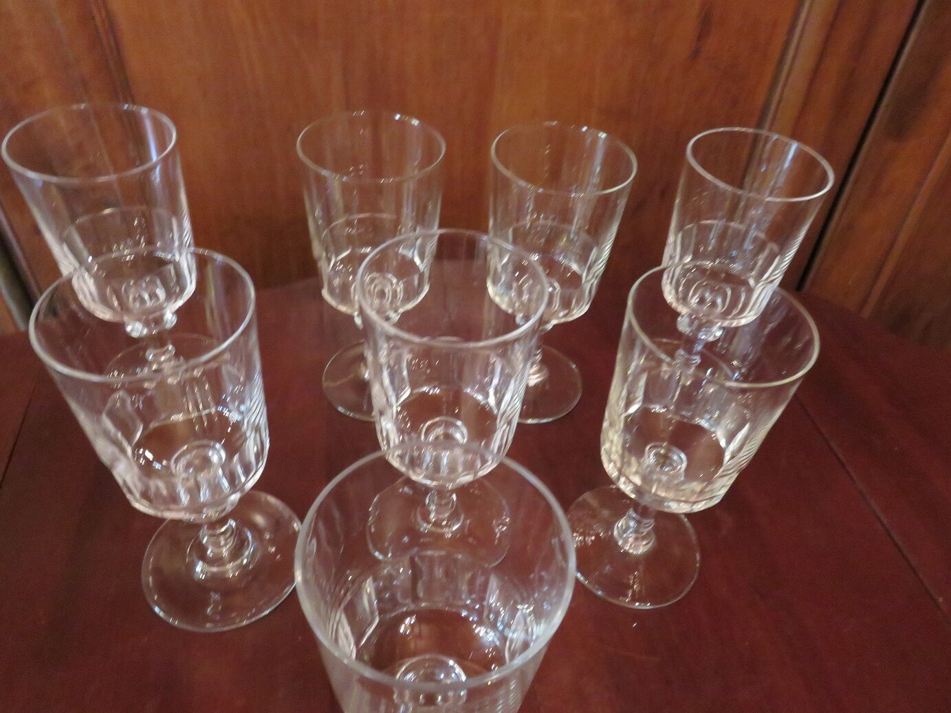 8 water glasses, 19th
