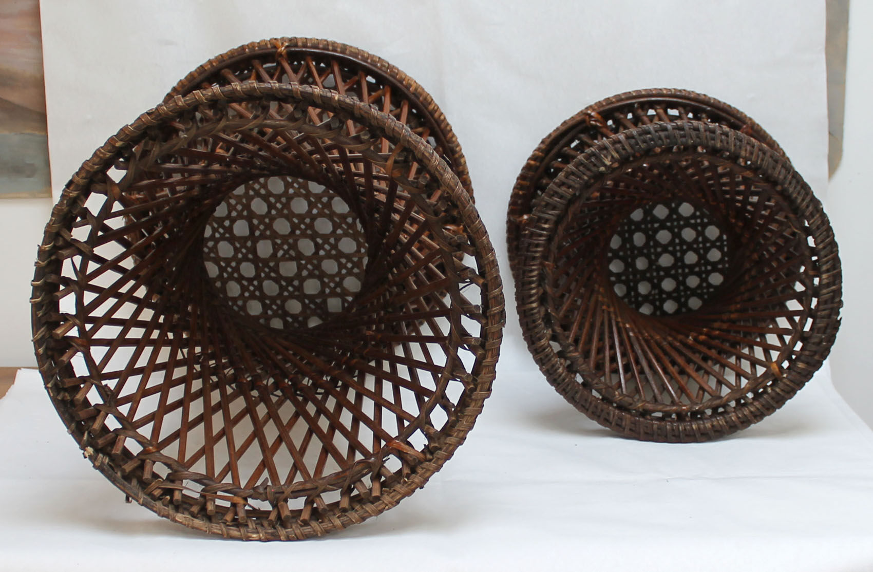 Stools tam-tam in rattan and wicker of the 1970s