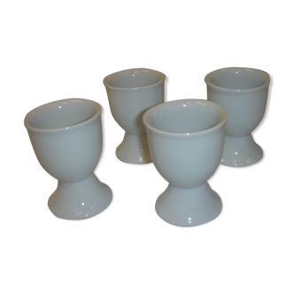 4 coquetiers porcelaine blanche de 1970