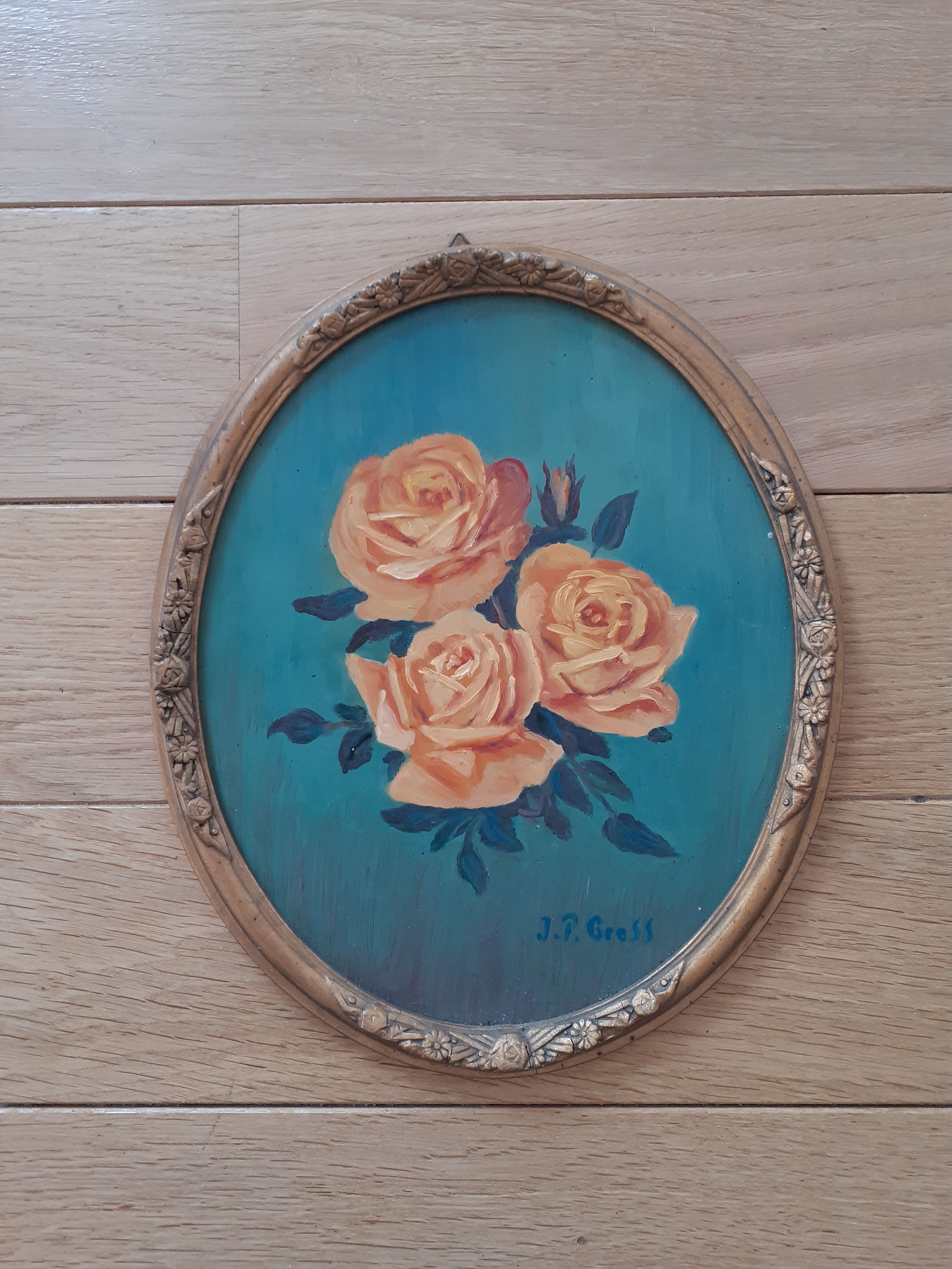 Tableau ovale roses