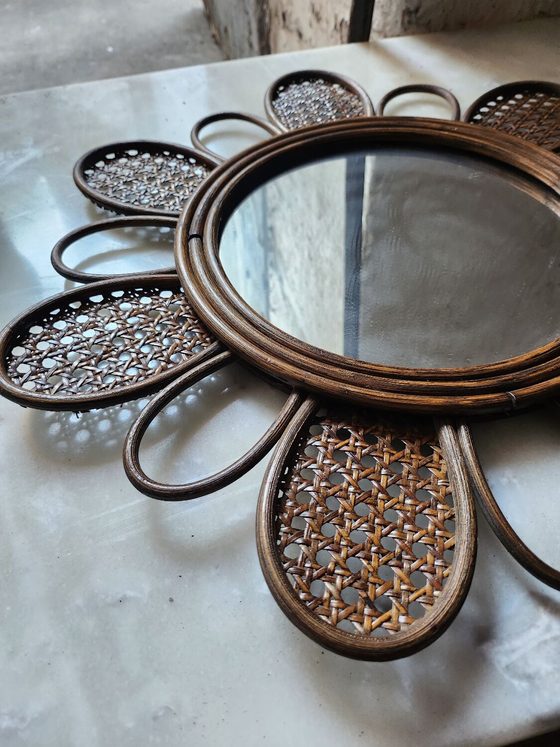 Rattan mirror from the 70s