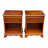 Pair of English yew wood bedside tables – Bradley Made in England 19