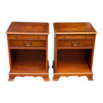 Pair of English yew wood bedside tables – Bradley Made in England 19
