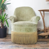 Vintage pistachio green velvet toad chair