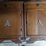 Art Deco oak and marble bedside tables 1930