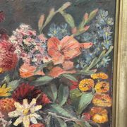 Original Still Life Oil on Canvas “Still Life with Flowers” by F. Wiegand