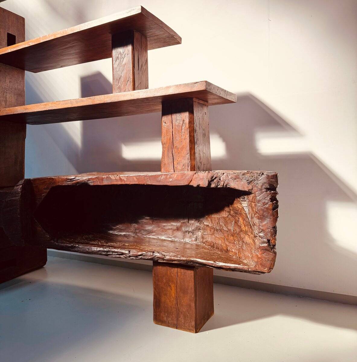 Vintage Brazilian folk art handmade wall cabinet in Cumaru wood, 1960s