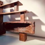 Vintage Brazilian folk art handmade wall cabinet in Cumaru wood, 1960s