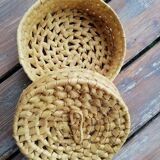 Round palm leaf basket