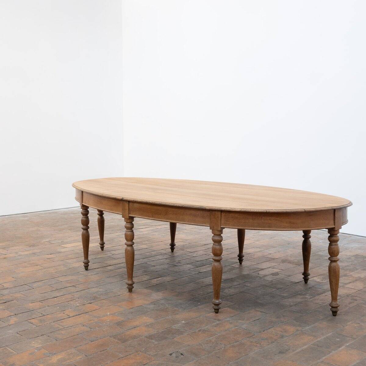 Large Oval Oak Table, France, 1900s