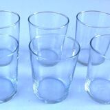 6 old transparent glass tumblers