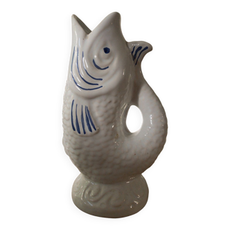Pornic earthenware collection hand painted Canthare fish vase