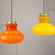 Mid-century italian glass & brass pendant lamps, set of 2