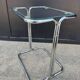 Chrome tubular metal side table from the 1980s.