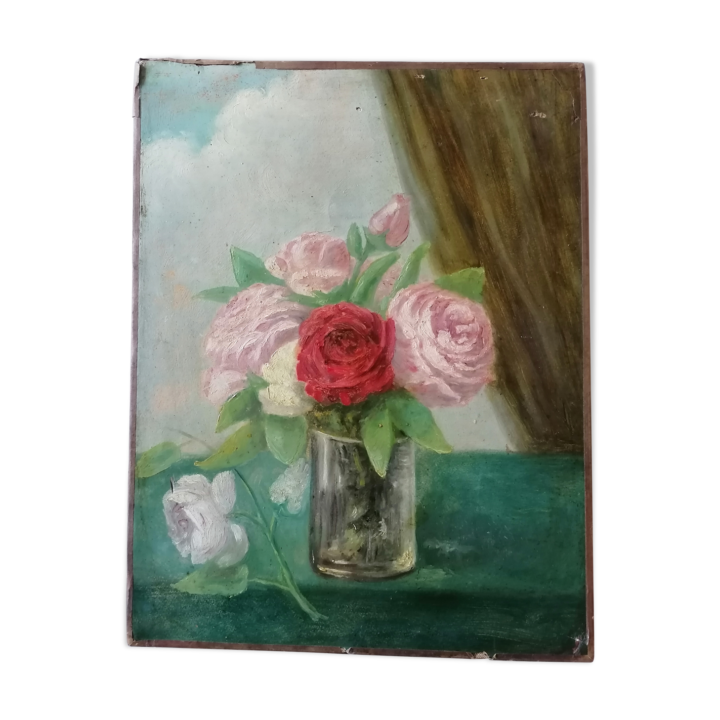 Old painting bouquet of flowers
