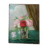 Old painting bouquet of flowers