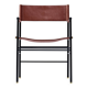 Classic bar stool with cognac leather backrest and black rubber metal.