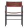 Classic bar stool with cognac leather backrest and black rubber metal.